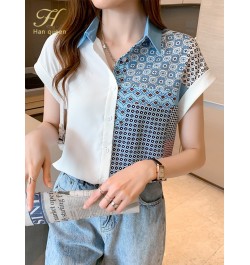 New Wear Work Female Blouses Colorblock Print Simple Shirt Summer Tops Korean Casual Blouse Occupation Women Blusas $35.26 - ...