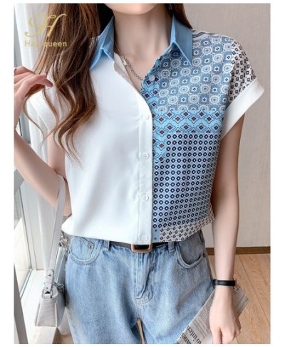 New Wear Work Female Blouses Colorblock Print Simple Shirt Summer Tops Korean Casual Blouse Occupation Women Blusas $35.26 - ...