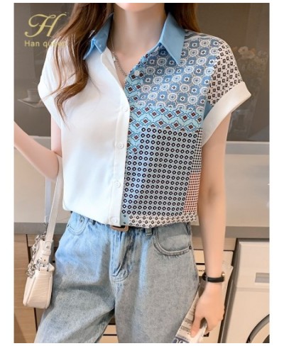 New Wear Work Female Blouses Colorblock Print Simple Shirt Summer Tops Korean Casual Blouse Occupation Women Blusas $35.26 - ...