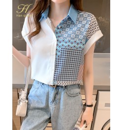 New Wear Work Female Blouses Colorblock Print Simple Shirt Summer Tops Korean Casual Blouse Occupation Women Blusas $35.26 - ...