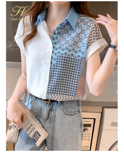 New Wear Work Female Blouses Colorblock Print Simple Shirt Summer Tops Korean Casual Blouse Occupation Women Blusas $35.26 - ...