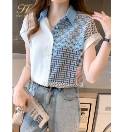 New Wear Work Female Blouses Colorblock Print Simple Shirt Summer Tops Korean Casual Blouse Occupation Women Blusas $35.26 - ...