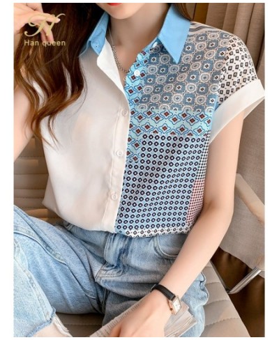 New Wear Work Female Blouses Colorblock Print Simple Shirt Summer Tops Korean Casual Blouse Occupation Women Blusas $35.26 - ...