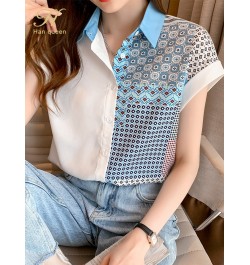 New Wear Work Female Blouses Colorblock Print Simple Shirt Summer Tops Korean Casual Blouse Occupation Women Blusas $35.26 - ...