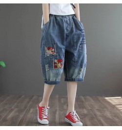 Women's Jeans Cropped 2022 Trend Baggy Pant Woman High Waist Mom Oversize Pants Wide Leg Waisted Ripped Graphic Embroidery $4...