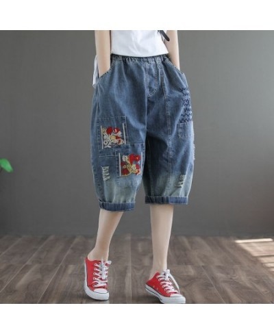 Women's Jeans Cropped 2022 Trend Baggy Pant Woman High Waist Mom Oversize Pants Wide Leg Waisted Ripped Graphic Embroidery $4...