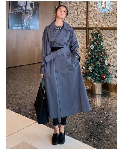 2023 Spring Trench Coat For Women Double Breasted Solid Color Loose Long Length Windbreaker Female Fashion 2R1217 $109.93 - J...