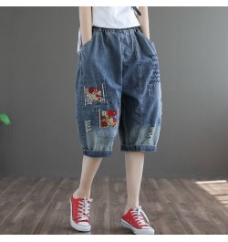 Women's Jeans Cropped 2022 Trend Baggy Pant Woman High Waist Mom Oversize Pants Wide Leg Waisted Ripped Graphic Embroidery $4...