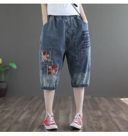 Women's Jeans Cropped 2022 Trend Baggy Pant Woman High Waist Mom Oversize Pants Wide Leg Waisted Ripped Graphic Embroidery $4...