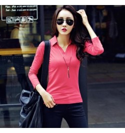 Sexy Polo Shirt Women Black Long Sleeve shirt Plus Size Tops Punk Cotton Shirt Slim Clothes Polo RZF850 $31.17 - Tops & Tees