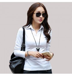 Sexy Polo Shirt Women Black Long Sleeve shirt Plus Size Tops Punk Cotton Shirt Slim Clothes Polo RZF850 $31.17 - Tops & Tees