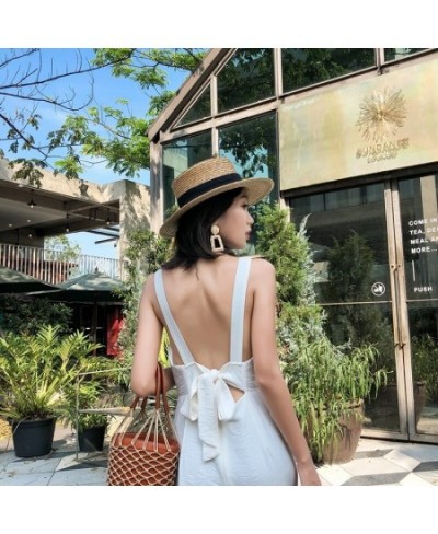 Summer 2023 Jumpsuits For Women Dungarees High Waist Suspender Long Pants Beach Holiday White Casual Simple Jumpsuit OS076 $7...