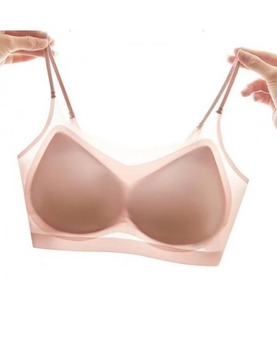 Sexy Bra Small Seamless Gathered Bra Comfortable Women's Vest Sling Ultra-thin Ice Silk Beautiful Back Womens Bra $21.50 - Un...