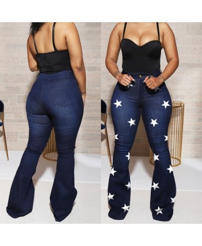 Women's Clothing Five-Pointed Star Classic High Waist Denim Trousers Women's Bootcut Trousers $45.02 - Jeans