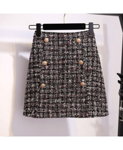 Tweed Skirts for Women High Waist Woolen A-line Skirt lady Korean Style Chic Short Plaid mini skirt Official Faldas 2022 Muje...