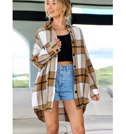 Autumn Winter Plaid Shirts Casual Loose Long Women Blouses Vintage Lapel Cardigan Tops Female Long Sleeve Button Down Shirts ...