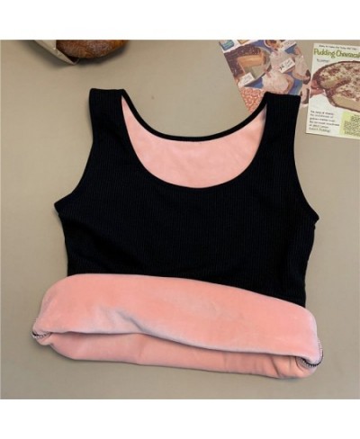 Velvet Warm Camisoles Women Winter T-shirt Undershirt Fleece Tank Top Underwear Female Thermals Sleeveless Knitting Lingerie ...