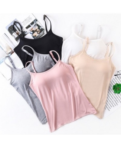 Women Tank Top Lady Bottoming Tees Push-Up Stretchable Modal Built-in Bra Padded Tops Camisoles Tube Vest Tank $21.07 - Under...