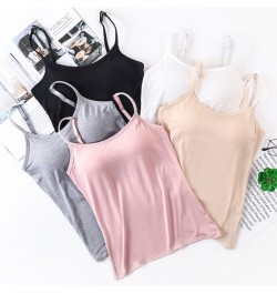 Women Tank Top Lady Bottoming Tees Push-Up Stretchable Modal Built-in Bra Padded Tops Camisoles Tube Vest Tank $21.07 - Under...