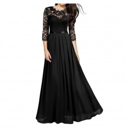 Long Dress Fashion All-matched Women Dress O Neck 3/4 Sleeve A-Line Long Dress for Birthday Party $43.10 - Dresses