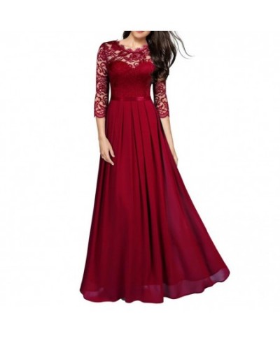 Long Dress Fashion All-matched Women Dress O Neck 3/4 Sleeve A-Line Long Dress for Birthday Party $43.10 - Dresses