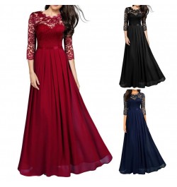 Long Dress Fashion All-matched Women Dress O Neck 3/4 Sleeve A-Line Long Dress for Birthday Party $43.10 - Dresses