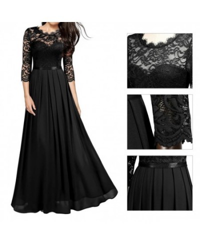 Long Dress Fashion All-matched Women Dress O Neck 3/4 Sleeve A-Line Long Dress for Birthday Party $43.10 - Dresses