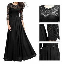 Long Dress Fashion All-matched Women Dress O Neck 3/4 Sleeve A-Line Long Dress for Birthday Party $43.10 - Dresses