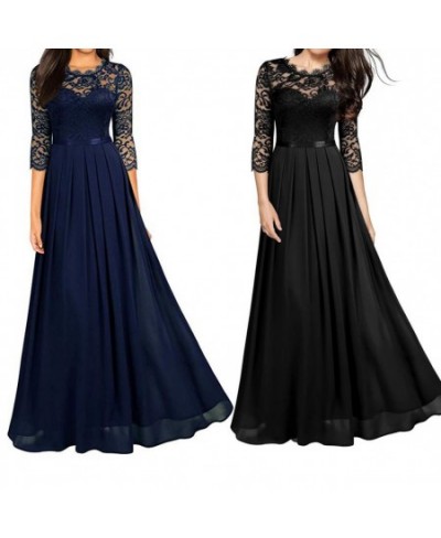 Long Dress Fashion All-matched Women Dress O Neck 3/4 Sleeve A-Line Long Dress for Birthday Party $43.10 - Dresses