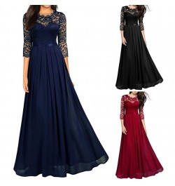 Long Dress Fashion All-matched Women Dress O Neck 3/4 Sleeve A-Line Long Dress for Birthday Party $43.10 - Dresses