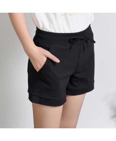 Causal Summer Women Shorts Ladies Cotton Linen Elastic Waist Pockets Drawstring Candy Color Elastic All-Match Bottom $30.44 -...