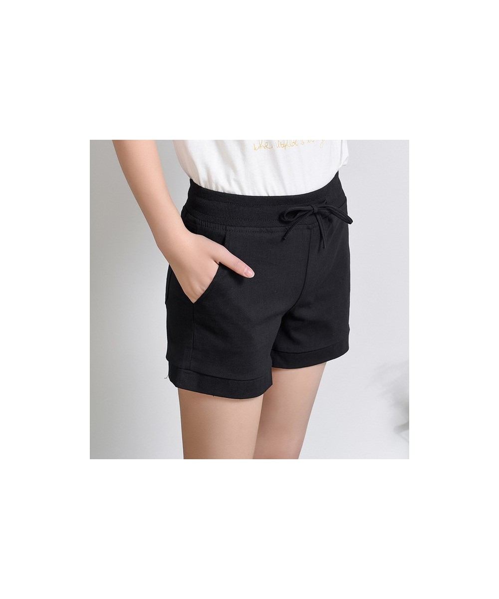 Causal Summer Women Shorts Ladies Cotton Linen Elastic Waist Pockets Drawstring Candy Color Elastic All-Match Bottom $30.44 -...