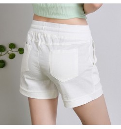 Causal Summer Women Shorts Ladies Cotton Linen Elastic Waist Pockets Drawstring Candy Color Elastic All-Match Bottom $30.44 -...