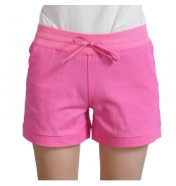 Causal Summer Women Shorts Ladies Cotton Linen Elastic Waist Pockets Drawstring Candy Color Elastic All-Match Bottom $30.44 -...