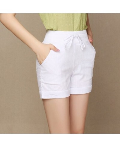 Causal Summer Women Shorts Ladies Cotton Linen Elastic Waist Pockets Drawstring Candy Color Elastic All-Match Bottom $30.44 -...