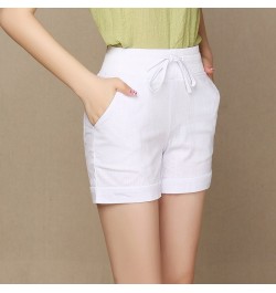 Causal Summer Women Shorts Ladies Cotton Linen Elastic Waist Pockets Drawstring Candy Color Elastic All-Match Bottom $30.44 -...