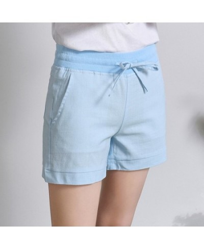 Causal Summer Women Shorts Ladies Cotton Linen Elastic Waist Pockets Drawstring Candy Color Elastic All-Match Bottom $30.44 -...