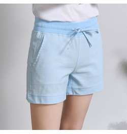 Causal Summer Women Shorts Ladies Cotton Linen Elastic Waist Pockets Drawstring Candy Color Elastic All-Match Bottom $30.44 -...