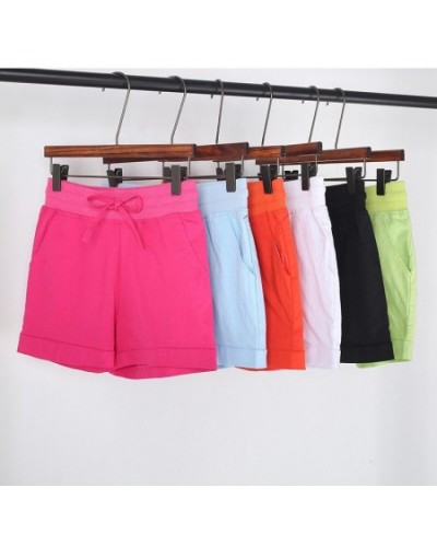 Causal Summer Women Shorts Ladies Cotton Linen Elastic Waist Pockets Drawstring Candy Color Elastic All-Match Bottom $30.44 -...