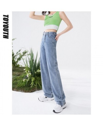 Women Jeans 2022 Summer High Waist Straight Trouser Solid Pure Cotton Button Zipper Casual Chic Pants $60.47 - Bottoms