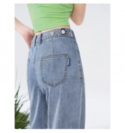 Women Jeans 2022 Summer High Waist Straight Trouser Solid Pure Cotton Button Zipper Casual Chic Pants $60.47 - Bottoms