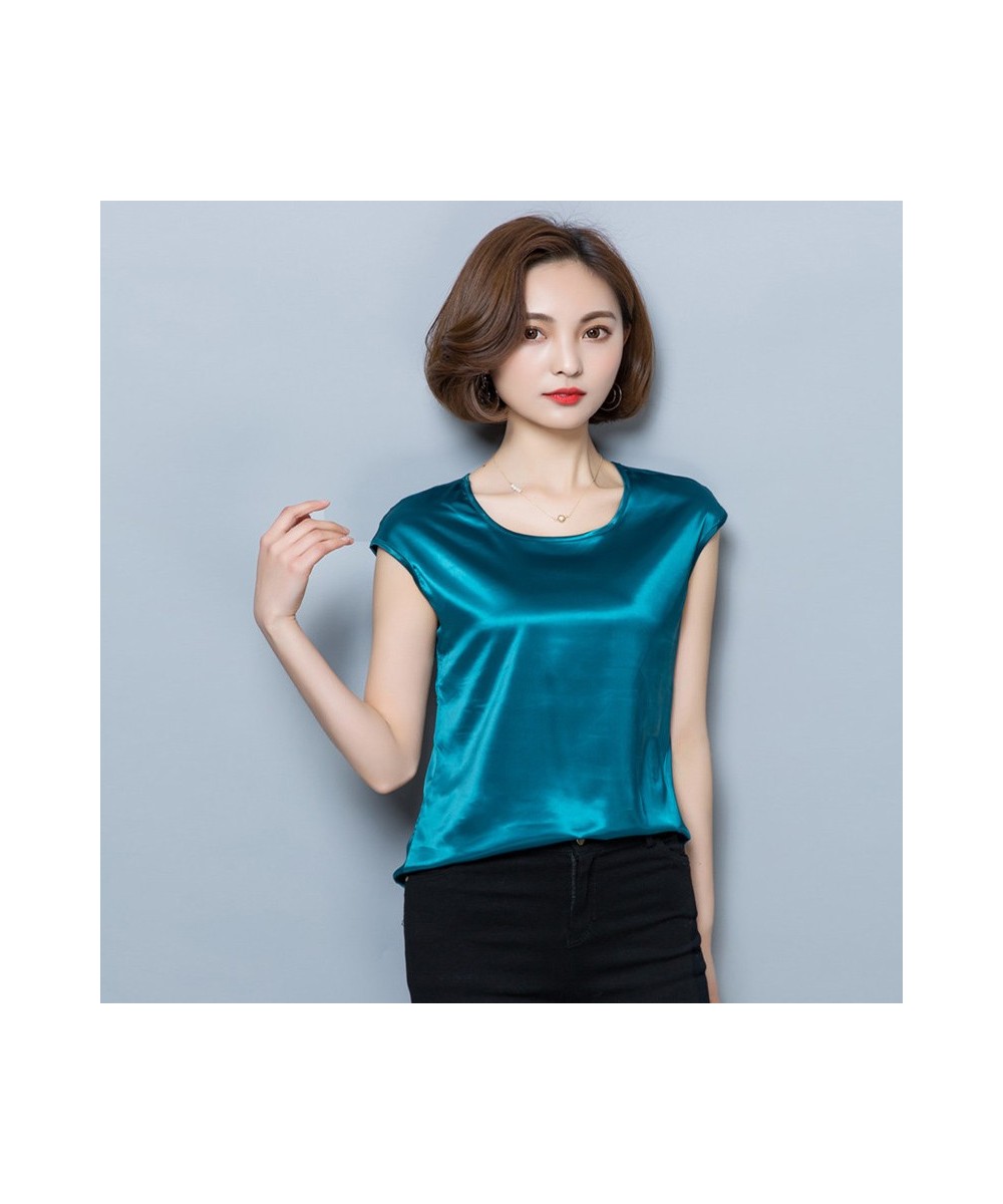 Womens Blouses And Shirts Simple O-Neck Sleeveless Satin Basic Tops Fashion Woman Blouses 2023 Casual Clothing Camisas Mujer ...