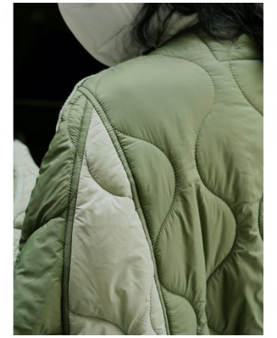 Women's Cropped Puffer Jacket Fashion Green Black Lightweight Quilted Jacket $87.73 - Jackets & Coats