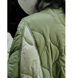 Women's Cropped Puffer Jacket Fashion Green Black Lightweight Quilted Jacket $87.73 - Jackets & Coats