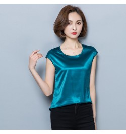 Womens Blouses And Shirts Simple O-Neck Sleeveless Satin Basic Tops Fashion Woman Blouses 2023 Casual Clothing Camisas Mujer ...