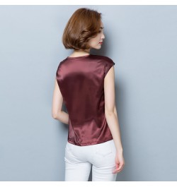 Womens Blouses And Shirts Simple O-Neck Sleeveless Satin Basic Tops Fashion Woman Blouses 2023 Casual Clothing Camisas Mujer ...