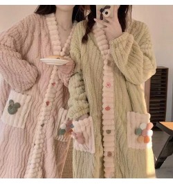 Autumn Winter Female Robe Thicken Flannel Pajamas Long Sleeve V-Neck Cute Nightwear Sleepwear Bath Robe $55.94 - Sleepwears