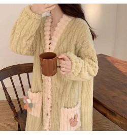 Autumn Winter Female Robe Thicken Flannel Pajamas Long Sleeve V-Neck Cute Nightwear Sleepwear Bath Robe $55.94 - Sleepwears