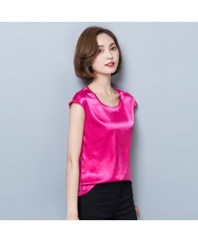 Womens Blouses And Shirts Simple O-Neck Sleeveless Satin Basic Tops Fashion Woman Blouses 2023 Casual Clothing Camisas Mujer ...