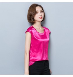 Womens Blouses And Shirts Simple O-Neck Sleeveless Satin Basic Tops Fashion Woman Blouses 2023 Casual Clothing Camisas Mujer ...